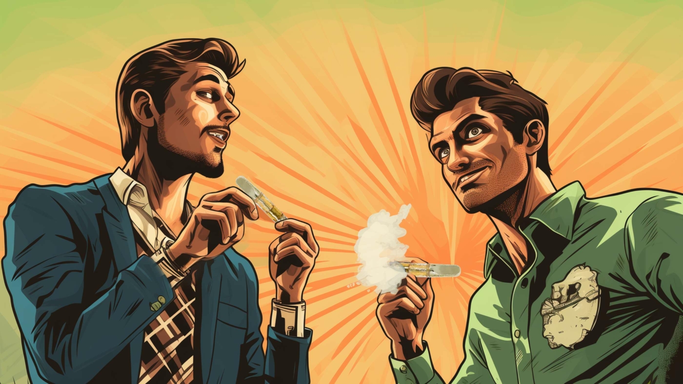 What You Need To Know About Delta 8 Vape Carts 8 Indacloud. A Man Holding A Cannabis Cartidge Talking With His F F92B33C1 A4Df 4102 95C0 F972A452951B