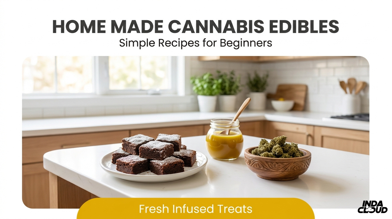 How To Make Edibles: Easy Cannabis Edibles Recipe 4 Homemade Cannabis Edibles Beginner Guide Showing Brownies, Infused Butter, And Cannabis Flower On A Kitchen Counter With Fresh Infused Treats